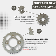 Gear Set Supra Fit New | Supra X 125 | Karisma | Revo Lama Gir Depan 13 14 15 Ger Belakang 38 39 40 