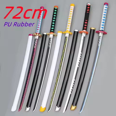 Assembled 72cm Demon Slayer Katana Sword Original Anime Cosplay Weapon Orange Rengoku Kyoujurou Koch