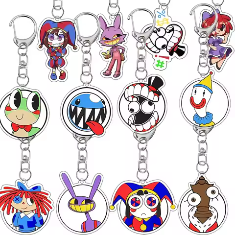 Cartoon Pomni Jax Caine Ragatha Gangle Kinger Zooble Anime Character Acrylic Keychain Backpack Penda