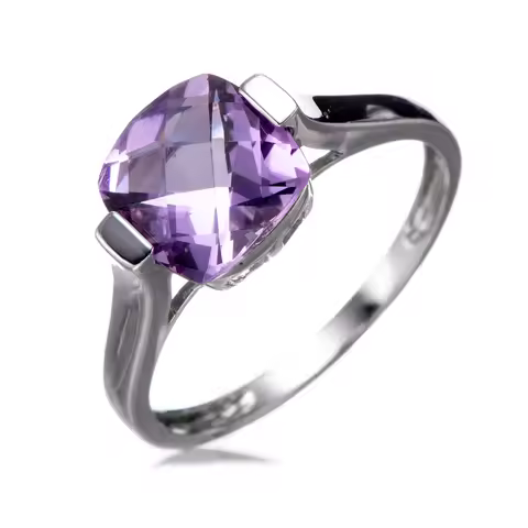 GESIDE Amethyst Rhodium Over Sterling Silver Ring 5.5ctw