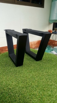 Iron-DIY ขาโต๊ะเหล็ก IR-42 คางหมูหงาย สีดำด้าน ขาโต๊ะสั่งทำ Iron Loft Table Legs ขาโต๊ะสำเร็จ 1คู่ ข