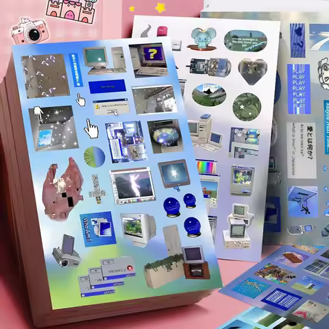 8/16 Sheets DIY Decoration Y2k Gen Z Electronic Memories Style Retro Dreamcore Collages Journals Dia