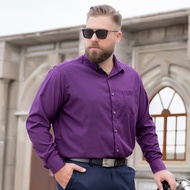 Kemeja Lengan Panjang Longgar Lelaki Saiz Besar Baju Warna Pepejal Perniagaan Lelaki