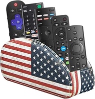 Militwo PU Leather TV Remote Control Holder with 5 Compartments, Desktop Organizer and Storage Box for TV Remote Caddy, Glasses, Media Players Bedside Table and Office Desk Space Saver (National Flag)