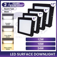 LED Surface Downlight 6Inch 8Inch 12Inch Round / Square 12W 18W 24W Black White Frame Panel Ceiling 