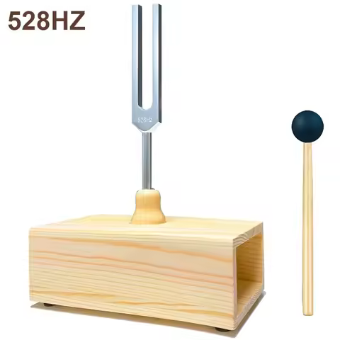 528Hz Tuning Fork Aluminum Alloy Chakra Tuning Forks with Solid Wood Resonance Box Yoga Meditation H
