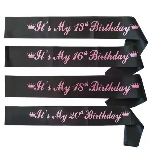 Its My 13th 16th 18th 20st Birthday Sash Black Pink Satin Sashes for Girls Happy 13 16 18 20 Birthda