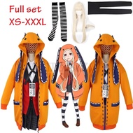 ☏❏Anime Kakegurui School Girl JK Uniform Set Hoodie Runa Yomotsuki Cosplay Costume Wig