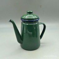 Hot Sales ✴️Household Enamel Enamel Army Green Coffee Pot Hot Pot Restaurant Hotel Kettle Wine Pot S