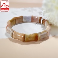 Baceda Natural Crystal Natural Coral jade stretchable bangle with certificate and box