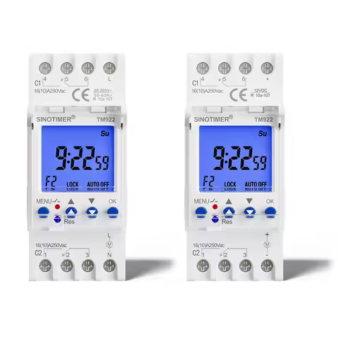 2 Channels Programmable 24Hours Time Clock Big LCD Display Digital Timer Switch Din Rail 7 Days Prog