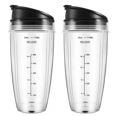 [B25B!】 24OZ Replacement Cups Compatible For Ninja Nutri BN401, BN701, SS101, BN400, BN800, BN801 Bl