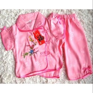 Plum flower short sleeve pink custume set