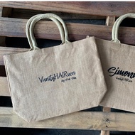 Large Jute Bag with Base Tote Bag Burlap Cotton Handle