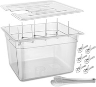 Reallnaive 9 Pcs 11 Liter/12 Quarts Sous Vide Container with Lid, Foldable Sous Vide Rack, Clips and