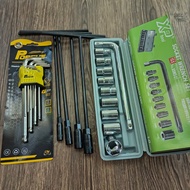 T-socket wrench 8mm 10mm 12mm 14mm shock wrench socket set 10Pcs + 9pcs L-shaped wrench