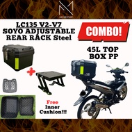 SOYO LC135 v2 v3 v4 v5 v6 v7 Adjustable Rear Rack Lipat Motorcycle With 45L PP Top Box Motorcycle Ra