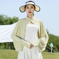 冰絲防曬衣女/夏季戶外騎車運動開車手臂遮陽/連身袖套/防曬手袖/防曬披肩/防紫外光透氣冰絲保護皮膚防曬衣