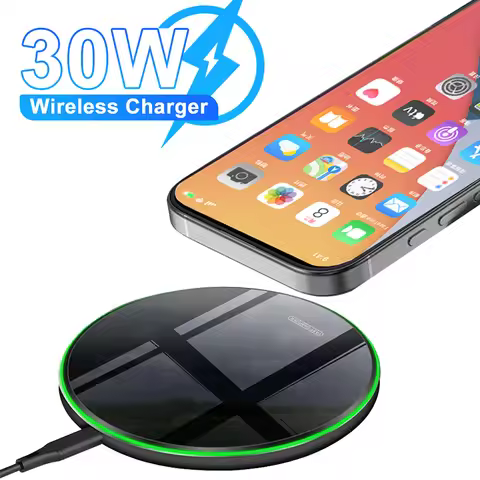 30W Wireless Charger Pad for iPhone 15 14 13 12 Pro Max XR X Samsung Galaxy S22 S21 S10 S9 Xiaomi Fa