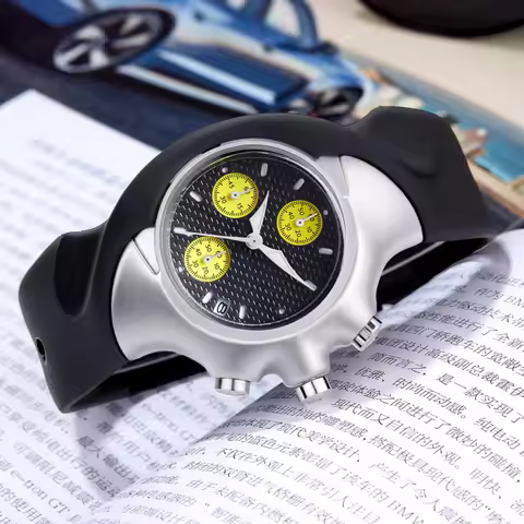 Unique Twisted Case Quartz Watch Mens Fashion Alien Niche Design 6 Pins Y2k Ellipse Special Creative