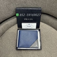 🔥全新閒置✨全港最平 ‼🌈PRADA Saffiano Leather Bifold Wallet with Contrast Logo Plate 2MO513-F0UDN-F021Y Blue 藍