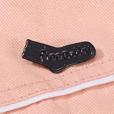 Interesting Cartoon Pants "Free Dobby" Letter Brooch Backpack Hat Waist Cinching Needle Buckle Badge