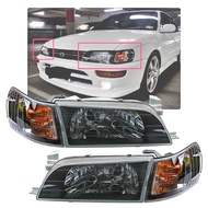 Black Front Head Lights Corner Lamp Toyota Corolla AE100 AE101 E100  SEG Crystal Smoke (FULL SET)
