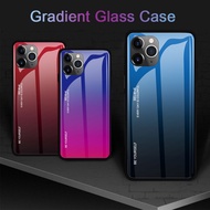 Casing For iPhone 11 Pro Max Gradient Tempered Glass Phone Case iPhone11 11Pro iPhone11Pro Fashion Hard Pink Back Cover