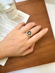 玫瑰金印 復古鈕扣戒指