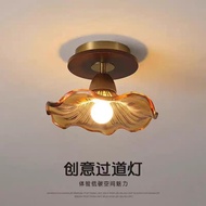 Aisle Corridor Light Entrance Balcony Household Walnut Color Glass led Light French Retro Aisle Ligh