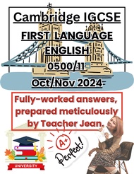 Cambridge IGCSE English 0500/11 & 0500/21 ON 2024 Fully-Worked Answers Marks & Students Guide  (Oct/