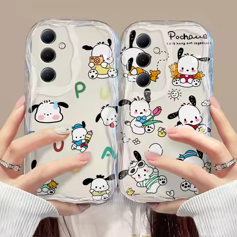 Cute Cartoon Lovely Pochacco 3D Wave Phone Case For Samsung Galaxy S24 S23 S21 S20 FE Plus Ultra 4G 