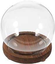 MAGICLULU Clear Glass Cloche Globes Display Dome Bell Jar with Wood Base 10cm DIY Snow Globe Kit Craft Gift Keepsake Globe Display Case Terrarium for Preserved Flower Plant Succulent