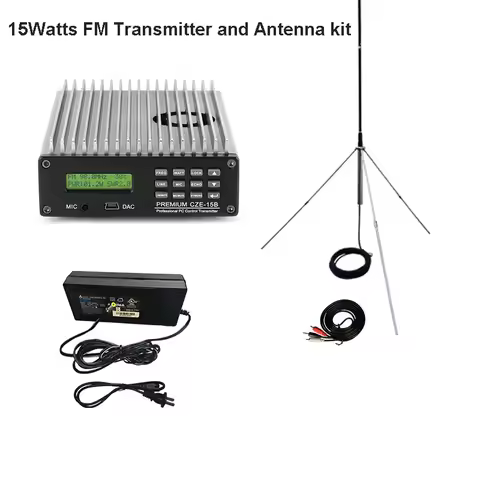 CZE-15B 15W FM Transmitter USB Radio Broadcasting 15Watts Transmitter and Antenna Kit for Radio Stat