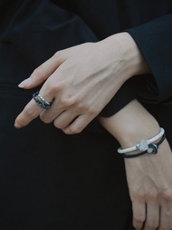 天然白松石手鏈, 粗礦水晶原石, 中性簡約設計禮物推薦 情侣手链