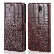 Crocodile Leather Case For Nokia 1.3 C1 C2 2 V Tella Flip Cover