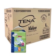 [READY STOCK] Tena Value Adult Diapers Disposable (L) Carton= 8 Packs x 10’s