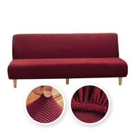 Polar Fleece Fabric Armless Sofa Bed Cover Solid Color Without Armrest Big Elastic Folding Furniture