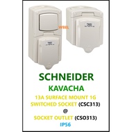 SCHNEIDER KAVACHA 13A SURFACE MOUNT 1 GANG SWITCHED SOCKET (CSC313_GY) / SOCKET OUTLET (CS0313_GY) I