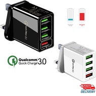 Fast Charger 15W 5V/9V/12V QC3.0 For Car new travel charger Adapter UK Plug 4USB Fast Charging for C