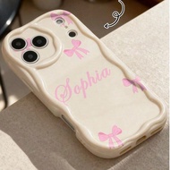 1pc [Custom Made] Signature Stationery With Red Lips & Bow Print, Creamy Wavy Asymmetric Edge, Shock