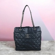 「JL精品代購」 9新 Chanel 香奈兒托特包 黑銀
