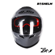 Boshelm Helm Njs Zx-1 Solid Stone Grey Glossy Helm Full F Sni