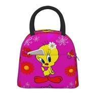 Tweety Bird Large Portable Lunch Box, Reusable Insulated Lunch Bag for Women Men, 2 Zipper Pullers, 