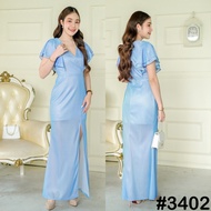 [LUXURY707] VO3402 : เดรสคอวี จับจีบแขนระบายพริ้ว