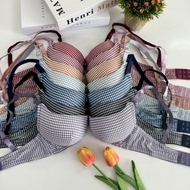 Bra With Underwire Cup A 3 Cm Thick Foam.women Lady Size 32 34 36 Beautiful Push-Up Plaid Strap