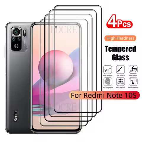4Pcs For Xiaomi Redmi Note 10S Glass Redmi Note 10S Tempered Glass Full Cover Glue 9H for Screen Pro