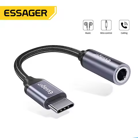 Essager USB Type-C to 3.5 mm Jack Female Adapter For Headphone Headset Type C to 3.5mm Aux Audio Cab
