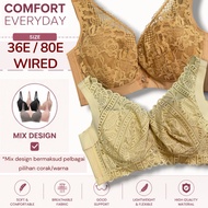 36E Besi Bra Span Cotton Lembut Wired Lace Bra