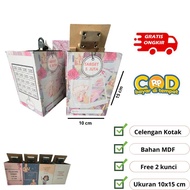 celengan target 5 juta pecahan 5k 10k 20k 50k celengan kayu kunci gembok tabungan 10x15 cm